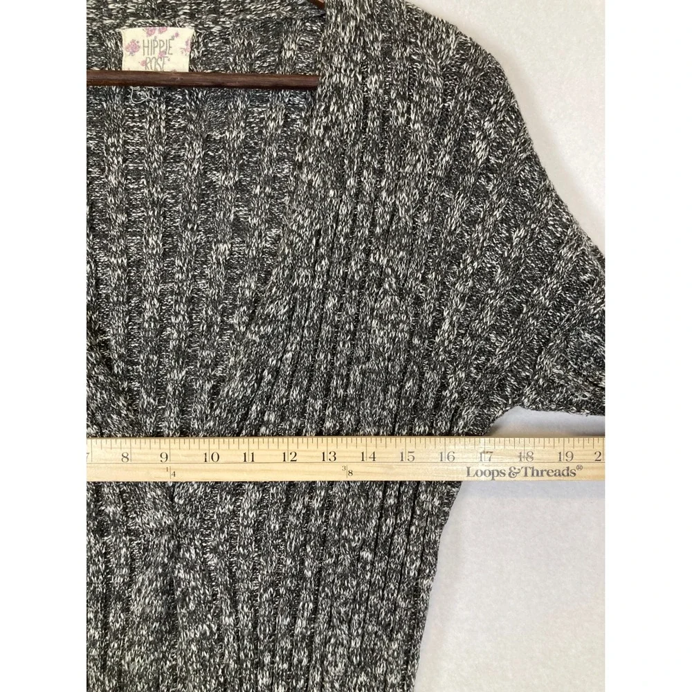 Textered Layering Hippie Rose Women S Gray Marled Ribbed Pocket Cardigan‎